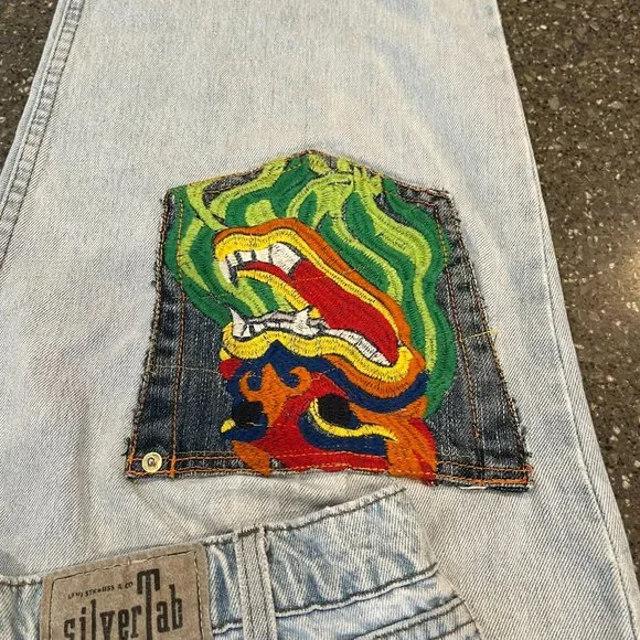 Levi's Loose SilverTab 40x32 Jeans with pocket patch front and back